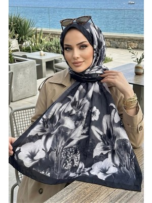 İmaj Butik Siyah Ipekhan Desenli Kraş Şal