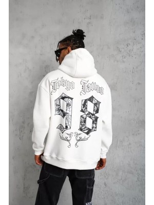 Modi Green Baskılı Erkek Günlük Stil 98 Numara Beyaz Kapüşonlu Sweatshirt