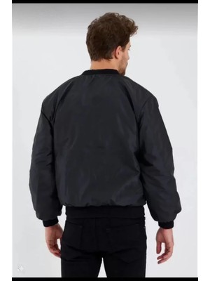 Modi Green Unisex Şehir Stili Siyah Rüzgar Geçirmez Dokulu Bomber Ceket