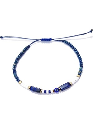 Funny Takı Hematit Doğaltaşlı Çek Cam Nazar ve Miyuki Round Boncuklu Unisex Bileklik