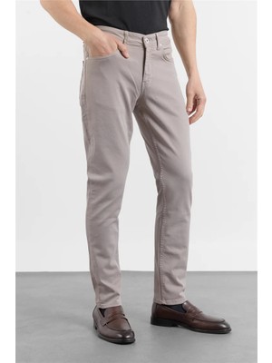 İmza Açık Bej 5 Cep Düz Paça Gabardin Slim Fit Pamuklu Pantolon 1003260318