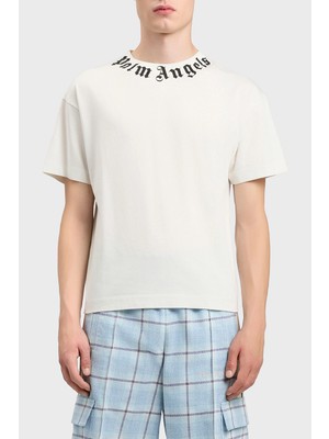 Palm Angels % 100 Pamuk Logo Baskılı Regular Fit Bisiklet Yaka T Shirt Erkek T Shirt PMAA109S26JER008