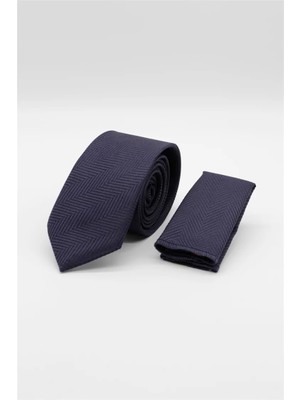 İmza Lacivert - Kırmızı Desenli 6 cm Kravat 1090260117