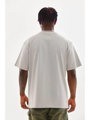 Modi Green Unisex Günlük Stil Klasik Gri Melanj Bisiklet Yaka Oversize Tişört