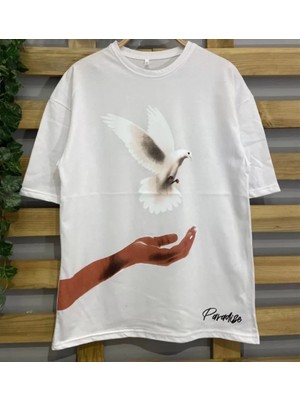 Modi Green Yüksek Çözünürlüklü Dijital Baskılı Unisex Günlük Stil Beyaz Tişört