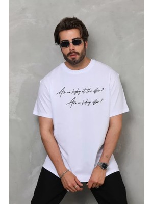 Modi Green Desenli Unisex Günlük Stil Beyaz Optik Grafik Oversize Tişört