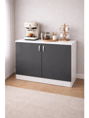 T Designo Asia Mutfak Alt Modül 120 cm Antrasit Tezgah Dahil