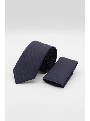 İmza Lacivert - Kırmızı Desenli 6 cm Kravat 1090260113