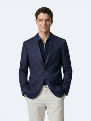 Kip Gri Mikro Modern Fit Yün Karışımlı Ceket