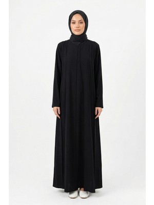 Lale Butik Penye Nervür Detaylı Elbise 13286 Siyah