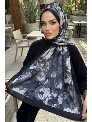 İmaj Butik Siyah Ipekhan Desenli Kraş Şal