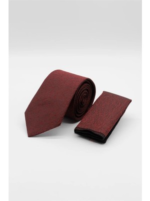 İmza Bordo - Siyah Desenli 6 cm Kravat 1090260110