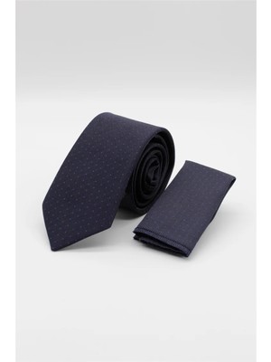 İmza Lacivert - Kahverengi Desenli 6 cm Kravat 1090260114