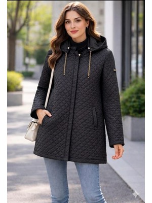 Glr & Gym Nazmiye Kadın Büyük Beden Mevsimlik Kısa Astarsız  Örme Kapitone Ceket