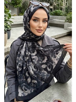 İmaj Butik Siyah Ipekhan Desenli Kraş Şal