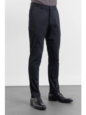 İmza Siyah Yan Cep Düz Paça Armürlü Slim Fit Pamuklu Chino Pantolon 1003260165