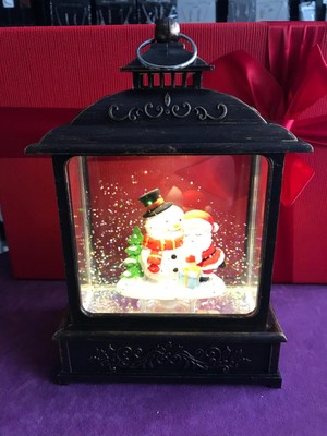 PremiumPort 25 cm Metal Kar Küresi Yılbaşı Gece Lambası, Işıklı ve Vintage Tasarım