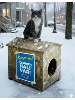 Zekimöble Dış Mekan Yağmura Ve Soğuğa Dayanıklı Osb Kedi Evi (deniz Tutkallı) Kedi Evi Ahşap
