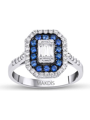 Makdis Pırlanta 0.75 Karat Safir Baget Pırlanta Yüzük