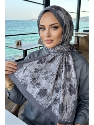 İmaj Butik Gri Ipekhan Desenli Kraş Şal