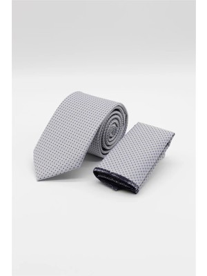 İmza Gri - Lacivert Desenli 6 cm Kravat 1090260115