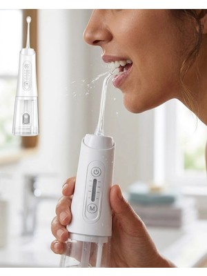 Butik Mey Ithalat® Kablosuz Ağız Duşu 320 ml Su Tanklı 4 Modlu 5 Başlıklı Temizlik Cihazı