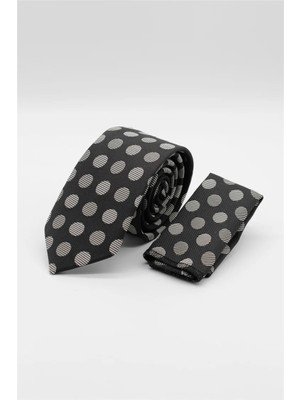 İmza Siyah - Gri Desenli 6 cm Kravat 1090260119