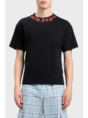 Palm Angels % 100 Pamuk Logo Baskılı Regular Fit Bisiklet Yaka T Shirt Erkek T Shirt PMAA109S26JER008