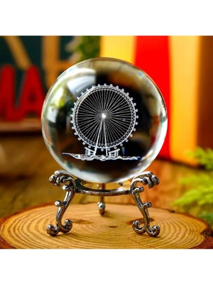 PremiumPort Dönme Dolap Temalı Kristal Cam Küre, Şık ve Dekoratif Aksesuar