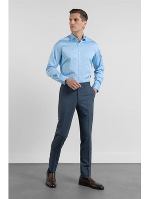 İmza Lacivert Yan Cep Kazayağı Desen Slim Fit Esnek Classic Pantolon 1003255174