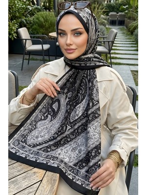 İmaj Butik Siyah Ipekhan Desenli Kraş Şal