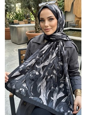İmaj Butik Siyah Ipekhan Desenli Kraş Şal