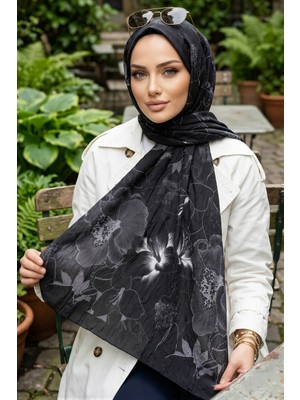 İmaj Butik Siyah Ipekhan Desenli Kraş Şal