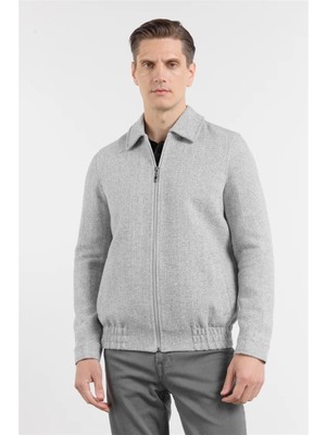İmza Gri Polo Yaka Tam Astar Casual Slim Fit Kaşe Mont 1007255106