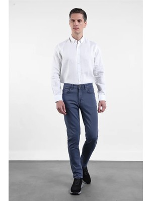 İmza İndigo Pamuklu 5 Cep Düz Paça Slim Fit Casual Denim Pantolon 1023260152