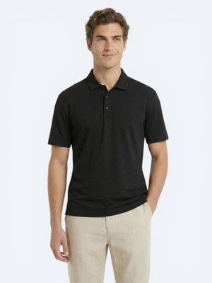 Kip Siyah Düz T-Shirt