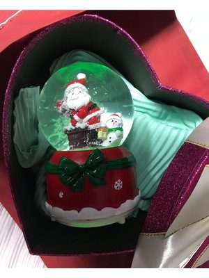 PremiumPort Yılbaşı Müzikli Işıklı Kar Küresi Noel Baba Orta Boy Hediye Kutulu