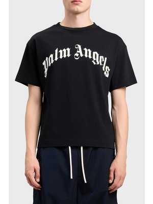 Palm Angels % 100 Pamuk Logo Baskılı Regular Fit Bisiklet Yaka T Shirt Erkek T Shirt PMAA109S26JER00G