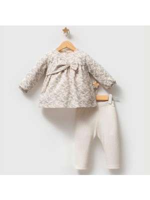 Butik Kız Bebek Çiçek Desenli %100 Pamuklu Alt - Üst 2'li Takım