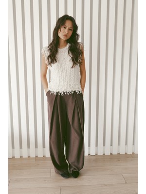 Nisan Triko Pileli Palazzo Pantolon