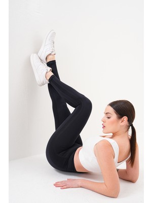 Mistirik Neretol Yüksek Bel Toparlayıcı ve Inceltici Günlük Kullanılabilir Yoga Koşu Sporcu Tayt Siyah Renk
