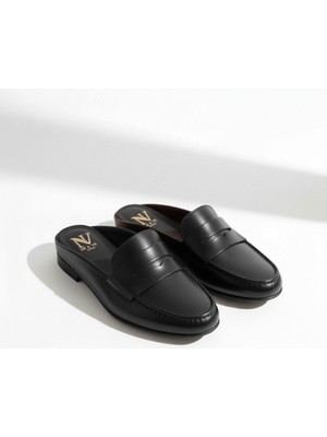 Ne&Ve Shoes Deri Kadın Yuvarlak Burun Sabo Terlik