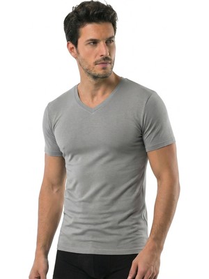 Öts Erkek T-Shirt V Yaka Modal (%47 Modal - %47 Pamuk - %6 Elastan)