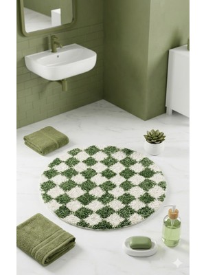 Eurobano Chess Dama Desenli 60X60 cm Küçük Banyolar Için Kaymaz Taban Yıkanabilir Banyo Paspası