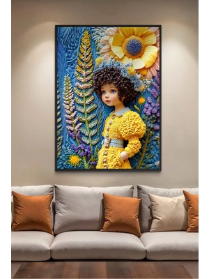Artan Gallery Çocuk Odası Duvar Tablosu | Çiçekli Kız Figürü | Italyan Kadife | Yağlı Boya Görünümlü