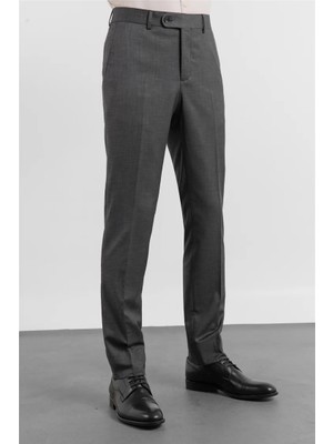 İmza Siyah - Antrasit Yan Cep Kendinden Desenli Slim Fit Esnek Classic Pantolon 1003255178