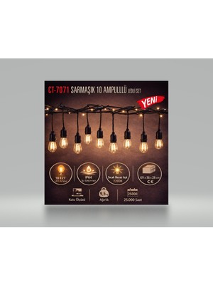 Cata Sarmaşık Dış Mekan Armatür CT-7071 10 Metre 10 Duy ve Ampul Dahil (CT-7071 )