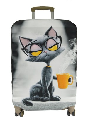 My Saraciye (MY#161 Cool Kedi) Valiz Için kılıf Rengarenk-Kabin Boy