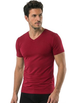 Öts Erkek T-Shirt V Yaka Modal (%47 Modal - %47 Pamuk - %6 Elastan)