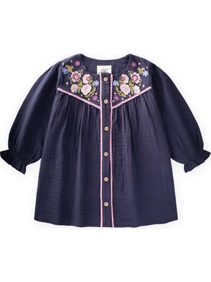 Cigit Müslin Elbise 2-10 Yaş Lacivert